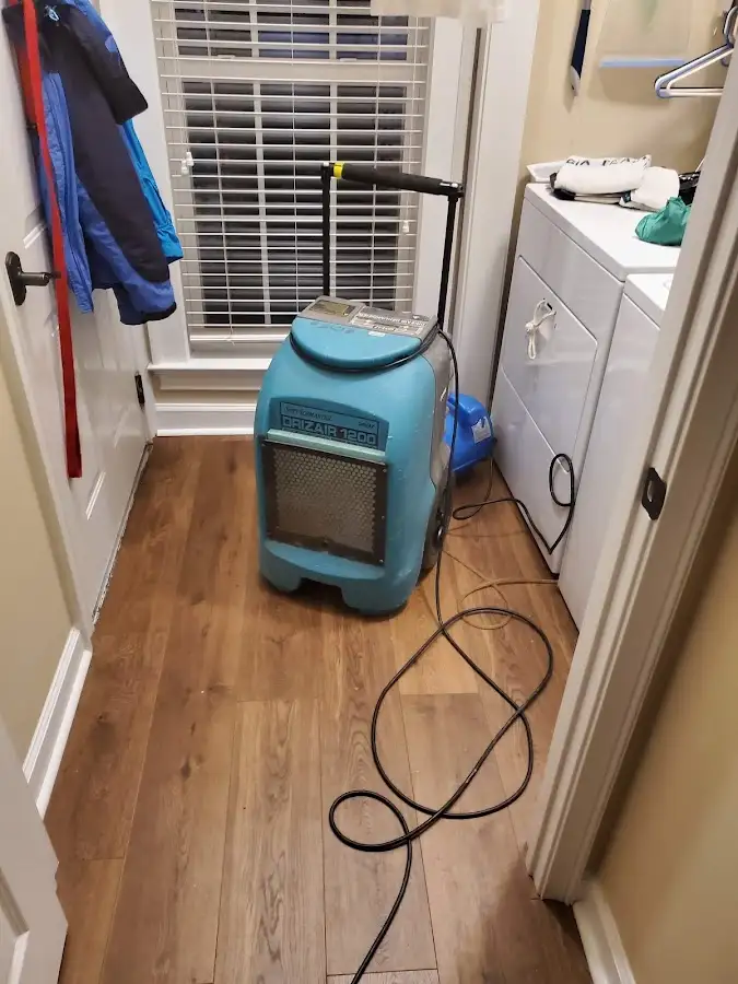 Commercial dehumidifier deployed for Flood Damage Cleanup in Yarmouth